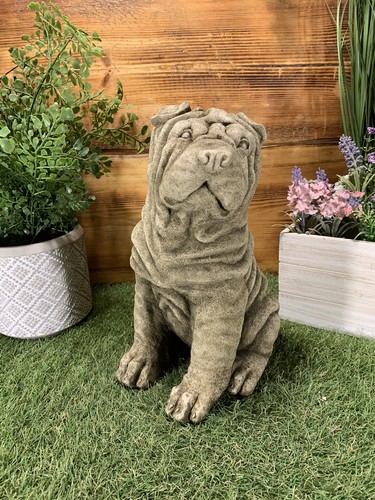 Stone garden sitting shar - garden, shar-pei