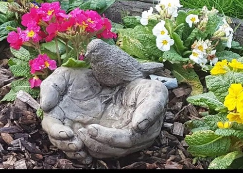 Stone garden bird hand - stone,